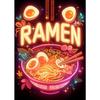 Неоновый стиль Рамен Японская еда Лапша Яйца Арт Постер Холст Живопись Настенные принты Картина для гостиной Домашний декор