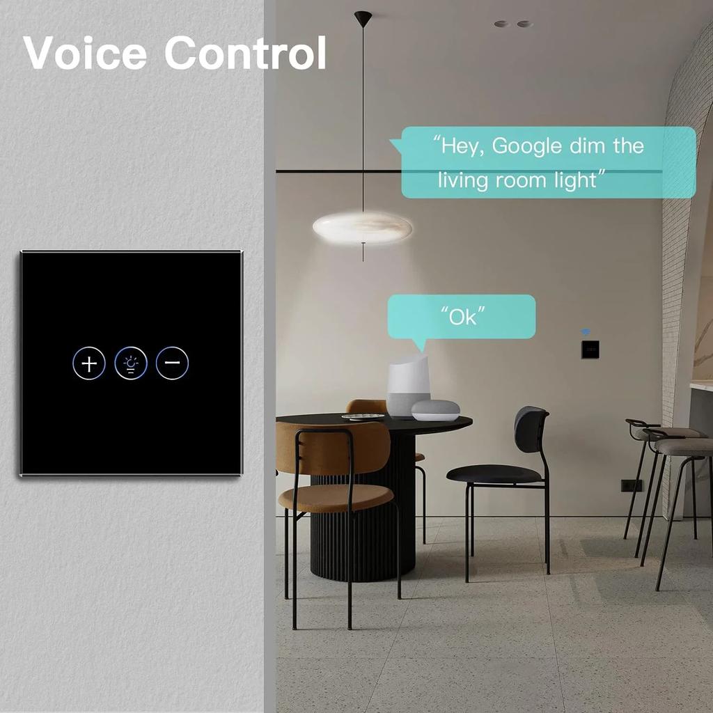 Умный диммерный выключатель света Tuya WiFi EU/US Беспроводной сенсорный настенный выключатель Управление через приложение Smart Life Удаленное голосовое управление Работает с Alexa Google