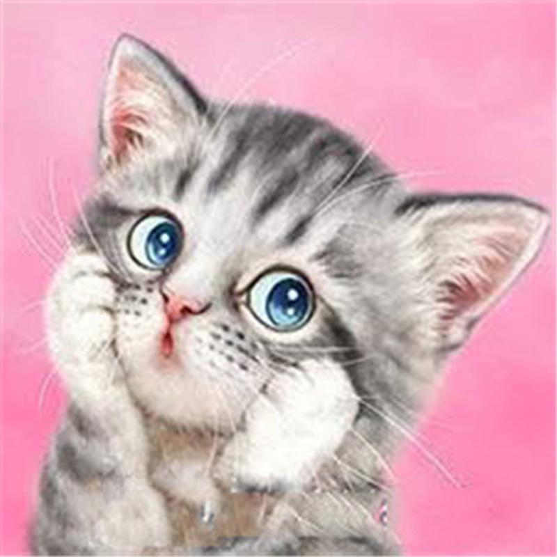 Полная дрель круглая/квадратная алмазная живопись кошка 5D DIY Алмазная вышивка животное мозаика вышивка крестиком настенное искусство подарок ручной работы