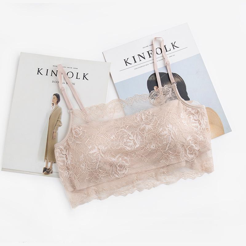 Шелковый бюстгальтер-камисоль без бретелей с кружевной отделкой и мягкой чашкой