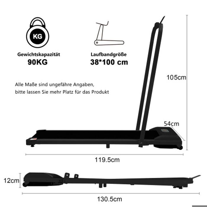 Tapis de course 2 en 1 - MUVOE - Pliable - Écran LED - Bluetooth - 6 km/h