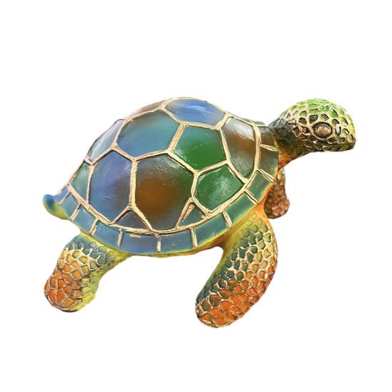 Animal Ornament Night Light Cat Lamp Stained Glass Resin Statue Decorative Desk Lamp Home Desktop Decor