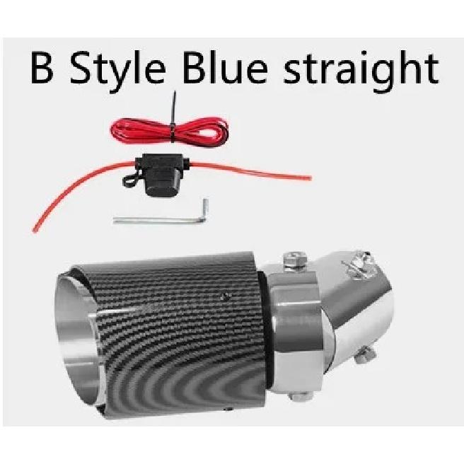 Universal Carbon Fiber Luminous Tail Throat Tail Pipe Muffler Blue and Red LED Light