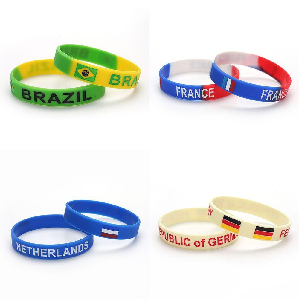 National Flag Silicone Bracelet Printing Sports Football Fan Bracelet Gift Rubber Band Women Men