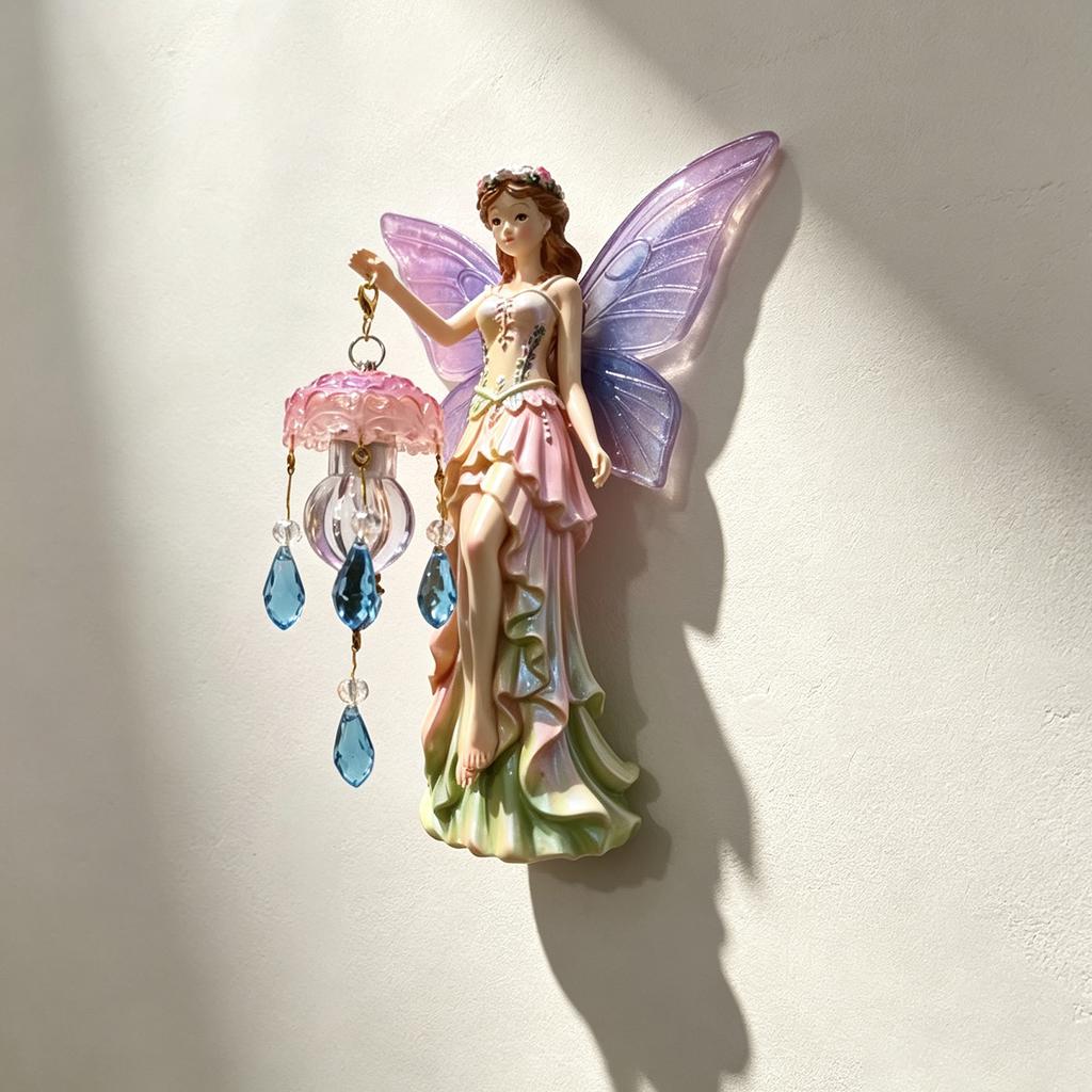 Dreamy Decor for Small Corners Fairy Wall Lamp, Resin Sconce with Warm LED Glow Bedroom Whimsical Art Nursery Living Room, Vintage Rustic Elf