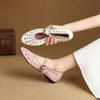 Fashion Women's New Leather Sheepskin Round Toe Hollow Breathable Elastic Belt Buckle Comfortable Low Heel Mary Jane Shoes with Holes