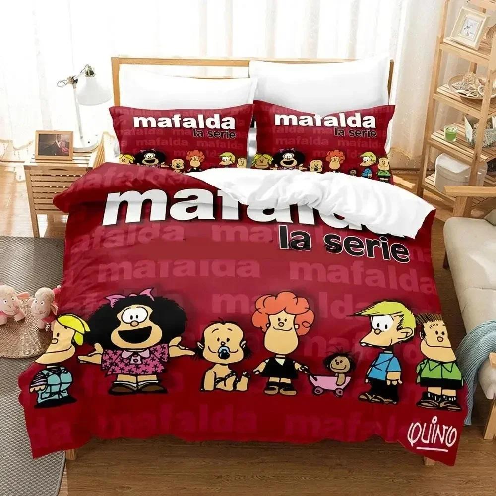3D Print Mafalda Printed Bed Set Duvet Cover Pillowcase Bedding Set Bed Linen Sheet Quilt Cover Full Queen King Size