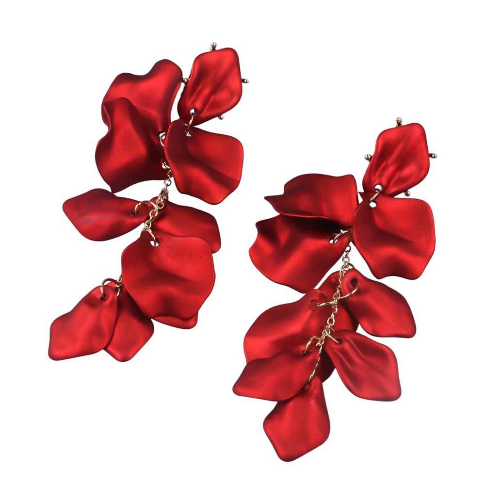 Female Drop Flower Metal Acrylic Resin Red Rose Jewelry Accessories Dangle Earrings Stud Earring
