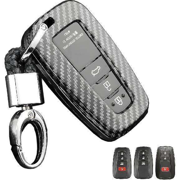 For Toyota Key Fob Cover, ABS carbon fiber pattern Key Fob Case Fit for 2017-2021 2022 2023 Toyota Corolla Camry RAV4 Highlander 4Runner Prius CH-R
