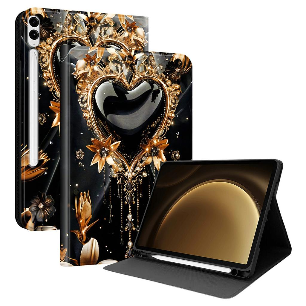 PU Leather Case For Samsung Galaxy Tab S10+ / Tab S9 FE+ Pattern Print Tablet Cover Stand with Pen Slot (Stylus Not Included)
