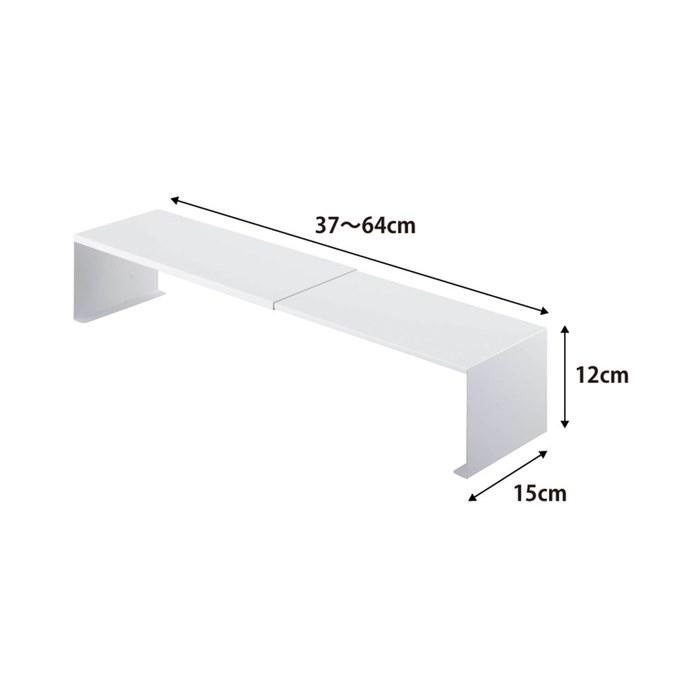 [Yamazaki] Extendable Washing Machine Drain Cover Rack White, Tower 4338, Approx. W37-64xD15xH12cm. Hides drain hose, dustproof, L-shaped