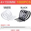 1000Pcs 5X300mm Self-locking Nylon Plastic Tie White/Black Cable Tie Fastening Ring 3X200mm Wraps Strap Zip Tie