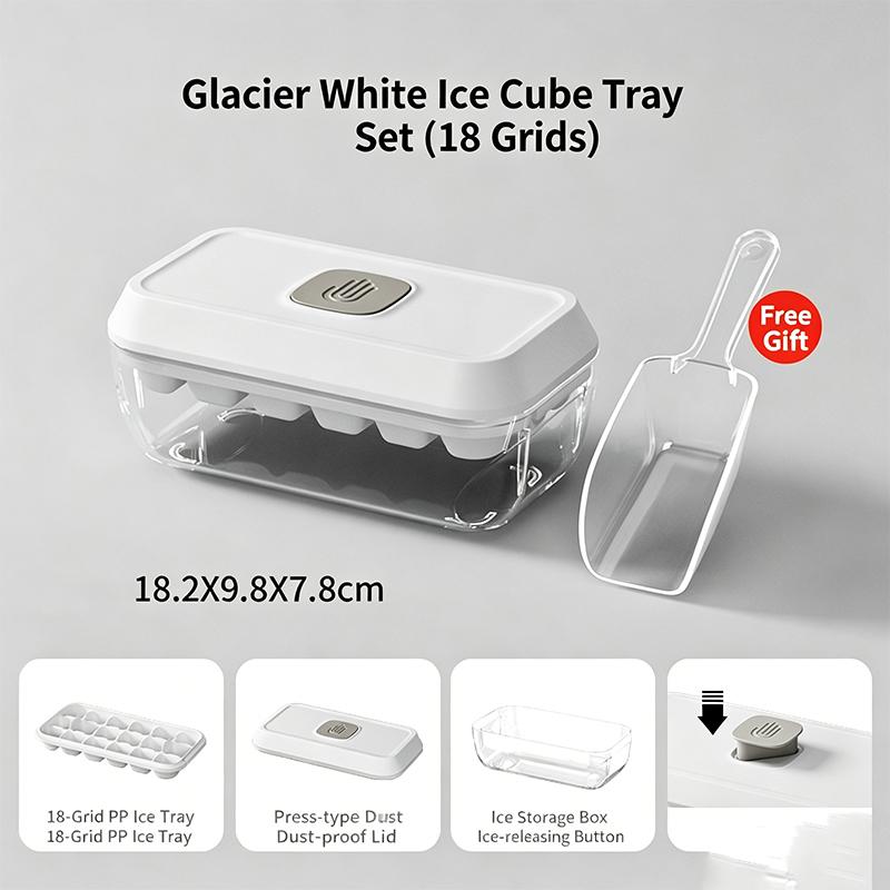 Quick Release Ice Cube Tray With Storage Box And Scoop 18/32 Cavity Food Grade Ice Mold For Cocktails Whiskey And Daily Drinks