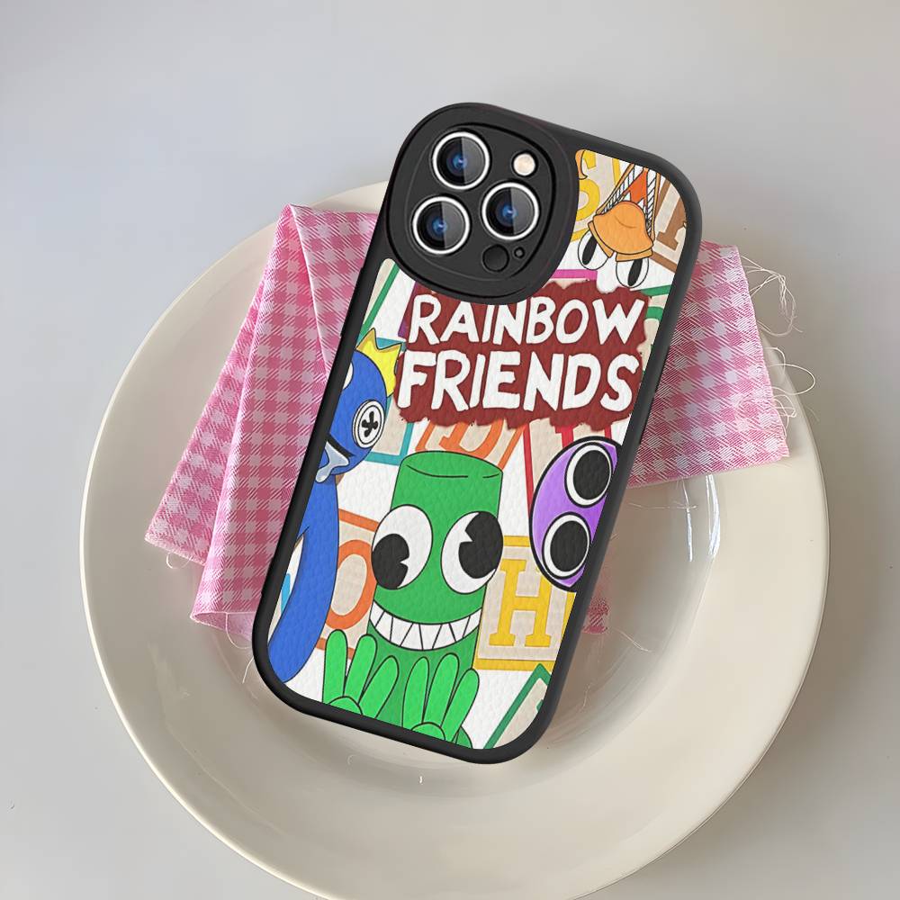 Мультяшный R-Rainbow Friends Для IPhone 16 15 14 13 12 11 Pro Max Plus Кожаный Чехол для Телефона