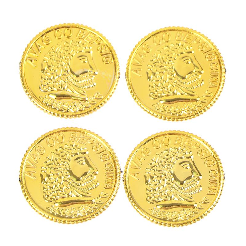 100 шт./пакет, золотые поддельные монеты, блестящие пираты, пластиковая монета, вечеринка, валютная игрушка, игра