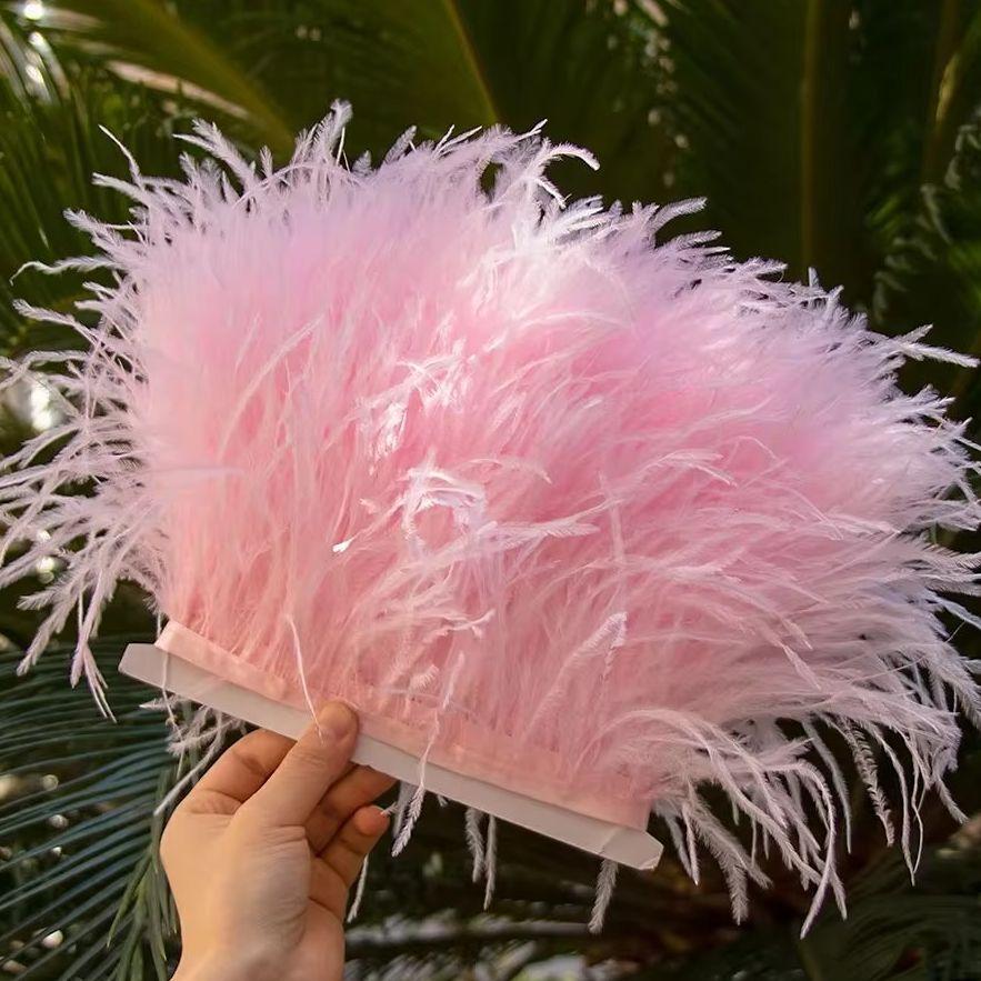 Feather1/5/10Meters Colorful Ostrich Feathers Trims for Crafts Christmas Dress Sewing Natural 6-8cm Ostrich Plumes Decor Accessories