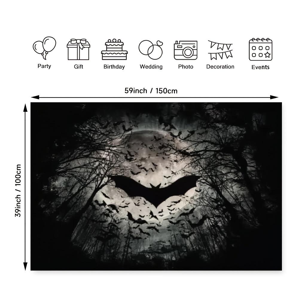 Two-dimensional flat printing party banner, 1 piece of Halloween forest bat pattern background fabric.PMJ