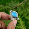 Натуральный тибетский бирюзовый драгоценный камень Кольцо-обещание с регулируемым размером из стерлингового серебра 925 пробы