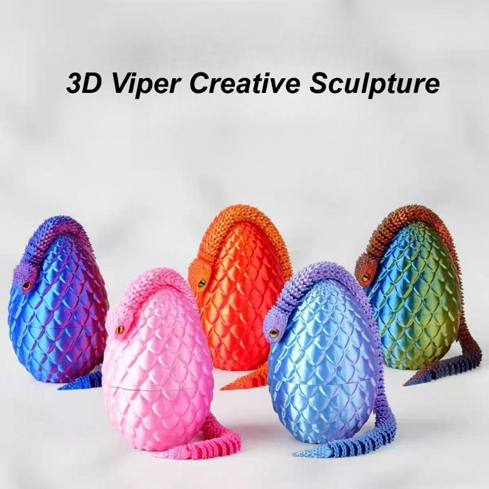 3D-печатные фигурки яиц змей с подвижными частями, Миниатюрный настольный декор в стиле аниме, Украшение для офиса и дома, Подарок