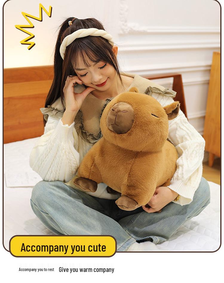 Cute Plush Capybara Doll & Pillow - Lying Version Birthday Gift