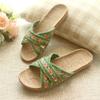 Summer Fashion Women Slippers Men Home Summer Cross Strap Ladies Casual Shoes Linen Slippers