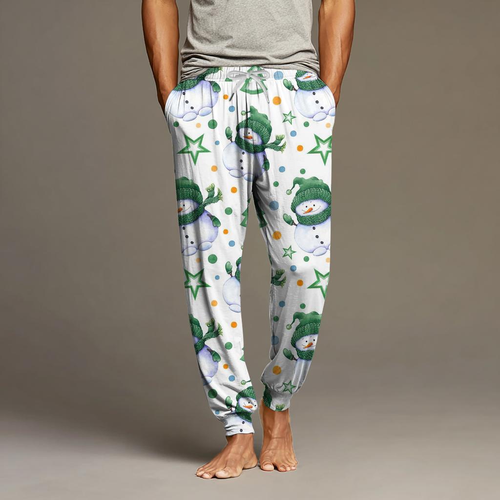 Мужские повседневные брюки с карманами на кулиске и манжетами, домашние брюки для сна