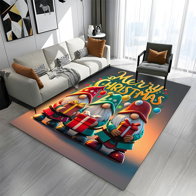Christmas Gnomes with Gifts Illustration Patterned carpet a non slip rug suitable for all seasons and any setting, gift