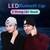 Беспроводные наушники Bluetooth Шапочка Музыкальная шапка Светодиодная подсветка USB Перезаряжаемая Теплая шапка для занятий спортом на открытом воздухе Зимняя громкая связь Музыка Вязаный бейсбольный мяч