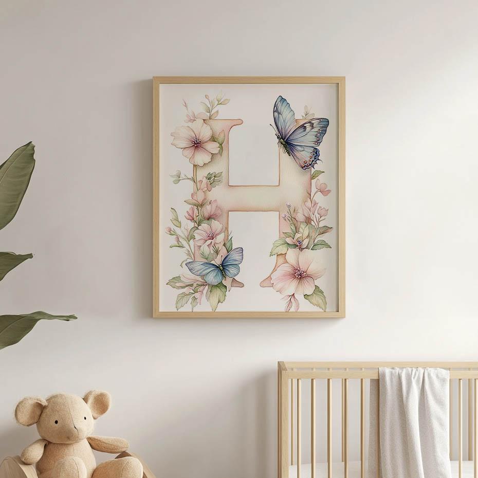 H Jak Harmonia - Plakat Kwiatowy Dla Dzieci H Jak Harmonia - Plakat Kwiatowy Dla Dzieci, 30X40 Cm, Bez Ramy, Płótno Premium Na Blejtramie