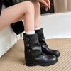Модные женские ботинки до середины голени на платформе с круглым носком, осень-зима 2025, в стиле ретро, в британском стиле