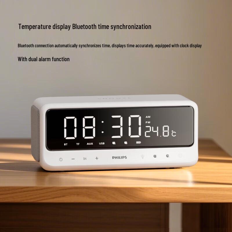 Philips TAS3609 Mirror Display Bluetooth Speaker with Alarm Clock
