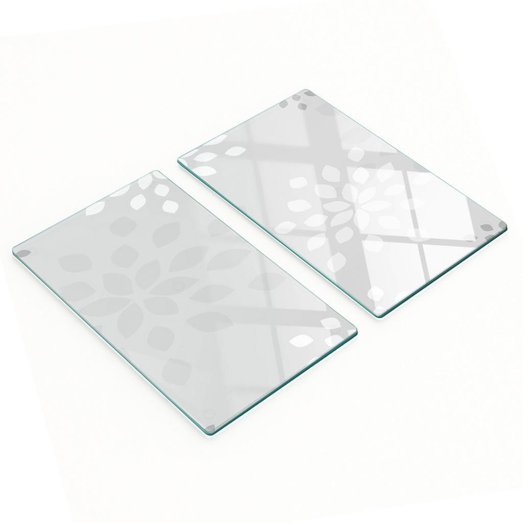 Decorative Glass Chopping and Serving Boards Floral Pattern 2x30x52 cm
