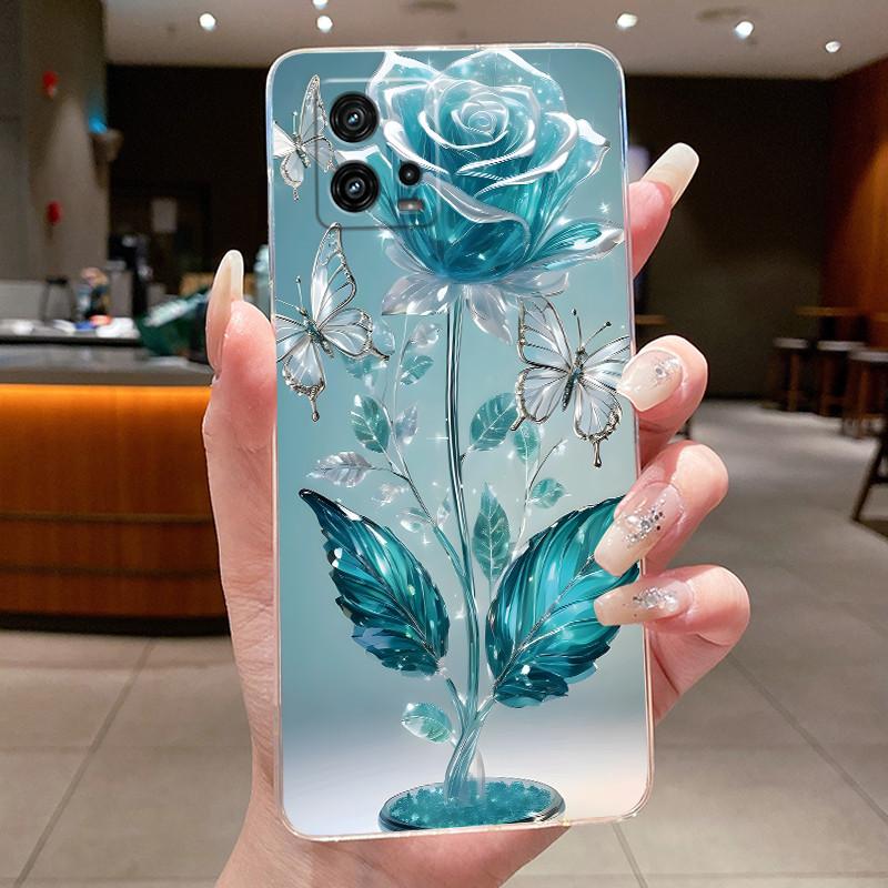 For Cover Motorola Moto G72 Case G 72 Flower design Clear Soft Silicone Back Funda Bumper For Moto G72 MotoG72 Phone Cases Coque