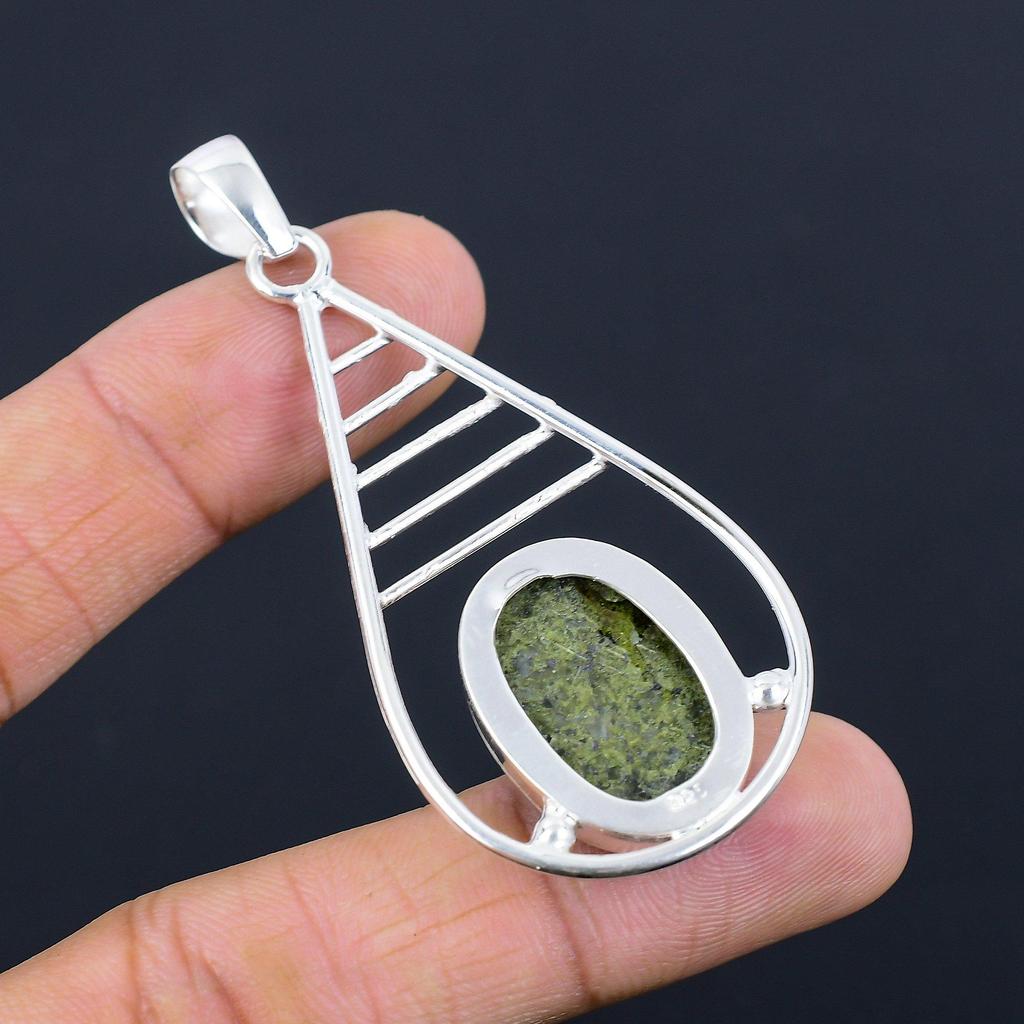 Натуральный кулон из унакита из стерлингового серебра 925 пробы, индийские украшения для женщин