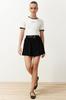 Women's Style Skirt Black Normal Elastic Waist Pleated Flexible Mini Skirt with Shorts