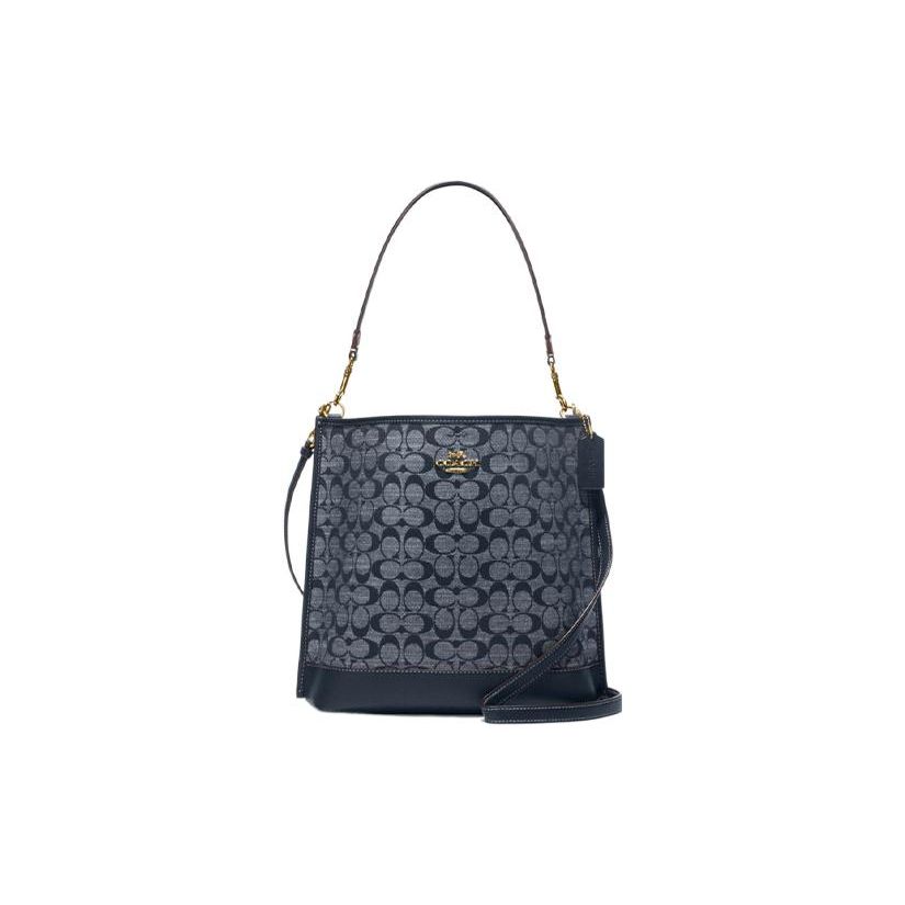 Coach Mollie Classic Monogram Jacquard Bucket Bag Women handbags Denim-Blue CH229-IMDEI