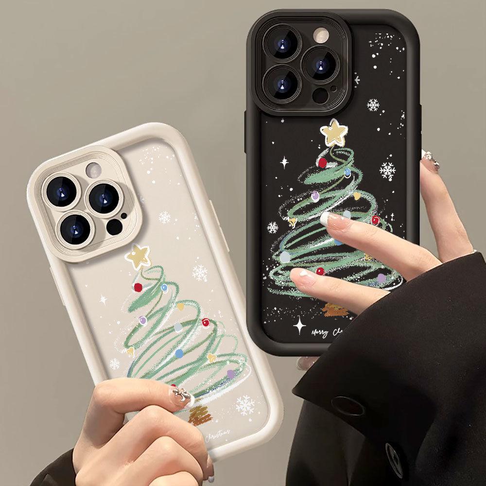 Merry Christmas Tree New Year Gifts Soft Silicone Phone Case For iPhone 15 14 13 12 11 Pro Max XS Max X XR Cover 8 7 Plus Shockproof Bumper Back Cover