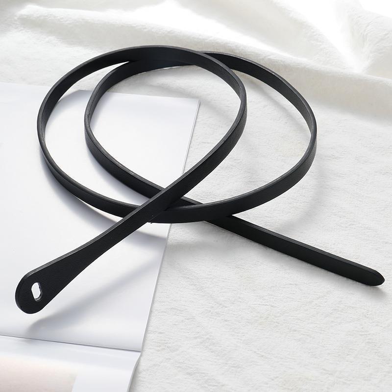 Ретро узел тонкий пояс без проколов: Женский декоративный кожаный аксессуар для джинсов и платьев.