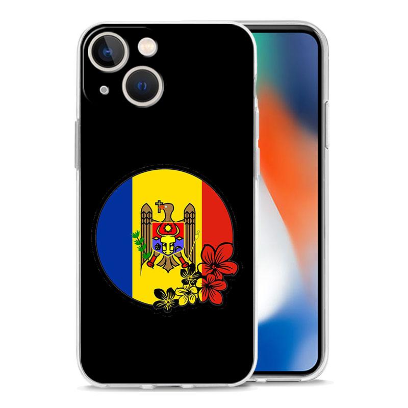 Чехол для телефона iPhone 17 Air Cases iPhone 16 15 12 13 14 Pro Max SE 7 8 Plus iPhone11 Прозрачный Мягкий Чехол Флаг Молдовы