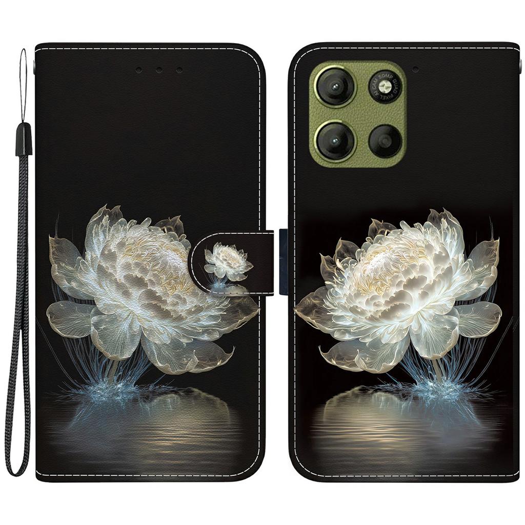 Для Motorola Moto G15 4G Кошелек Чехол для телефона Противоударная кожаная откидная крышка с печатью рисунка