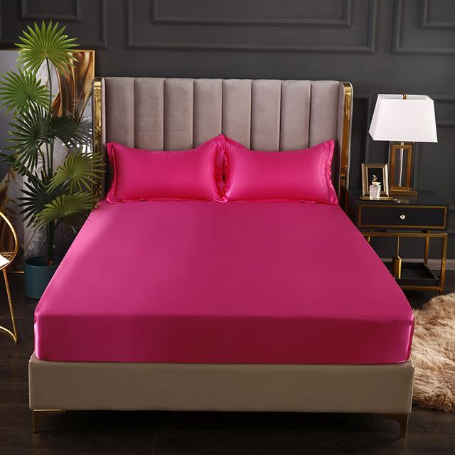 Bed Sheet Home Textile Three-piece Set Home High-end Solid Color Satin Silk Bed Sheet Mattress Cover Elastic Band Bed Sheet Bedding