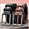 Men Leather Classic Belt With Vintage Style And Plant Motifs For Casual Business
