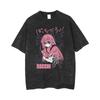 Anime Chainsaw Man Acid T Shirt Retro Vintage Washed Printed Graphic T Shirt Women Harajuku Cotton Short Sleeve Tshirt