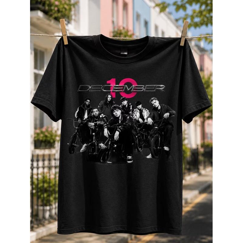 Men's December 10 Band Graphic T-Shirt - Cotton Loose Fit Round Neck Streetwear Shirt with Iconic Music Design, Suitable for Music Lovers Gift, New