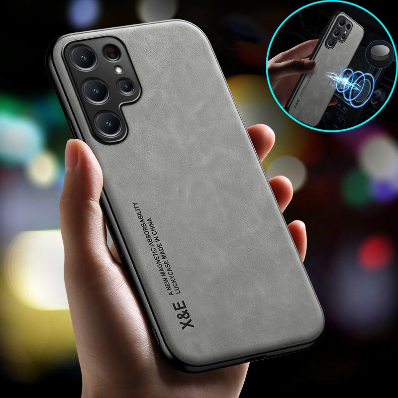 For Samsung Galaxy S24 Ultra 5G Case Magnetic Holder Leather Phone Case For Samsung S24 + Plus S 24 Ultra Shockproof Back Cover