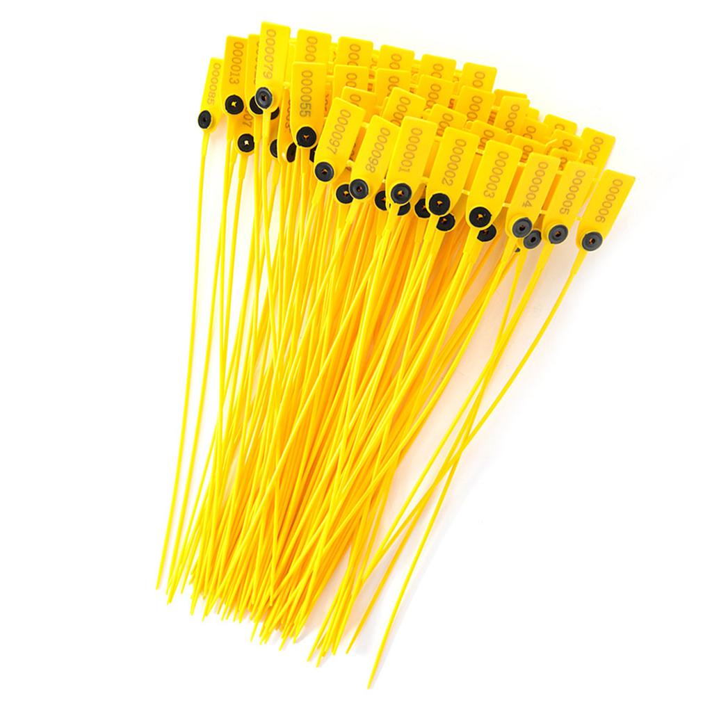 100pcs Yellow Package Transportation Truck Plastic Security Seal 40cm Label Cable Ties with Number