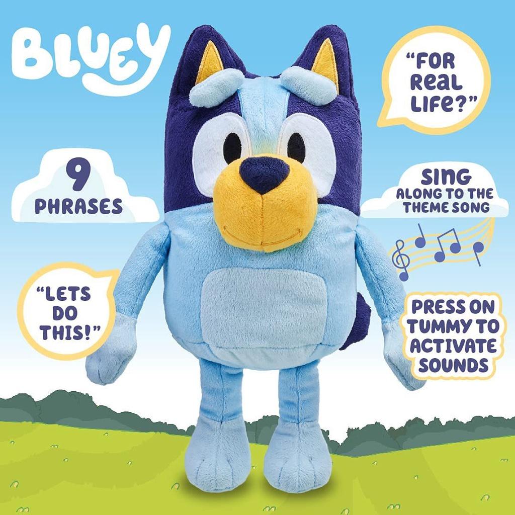 Bluey Talking Plush Fun Cartoon Dog Toy With Musical Features Short Plush Blue Color 30cm