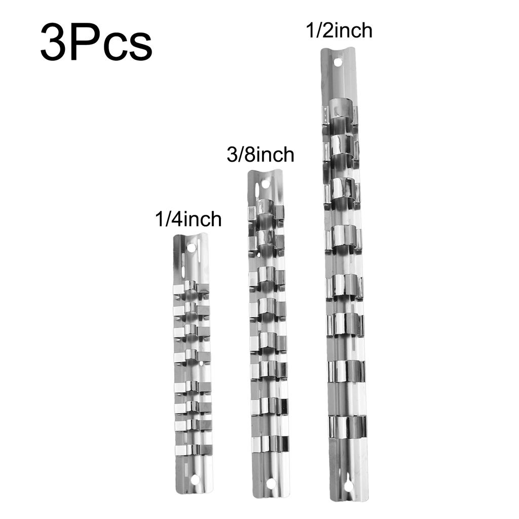 Держатель для головок 1/4 3/8 1/2 дюйма с 8 зажимами на рейке, органайзер для инструментов, стойка для хранения головок для хранения россыпных головок