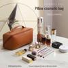 Large Capacity PU Leather Portable Pillow Cosmetic Bag for Travel Business Trip - Convenient Storage for Skin Care, Cosmetics, and Underwear.