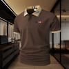 Men's golf polo shirt with a classic 2button collar and checkered collar band-soft and comfortable against the skin,perfect for both work and leisure